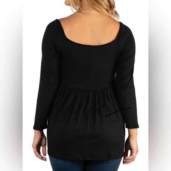 CLEARANCE SALE! 
Plus Size Long Sleeve Square Neck
Empire Waist Tunic Top - Picture 2 of 4